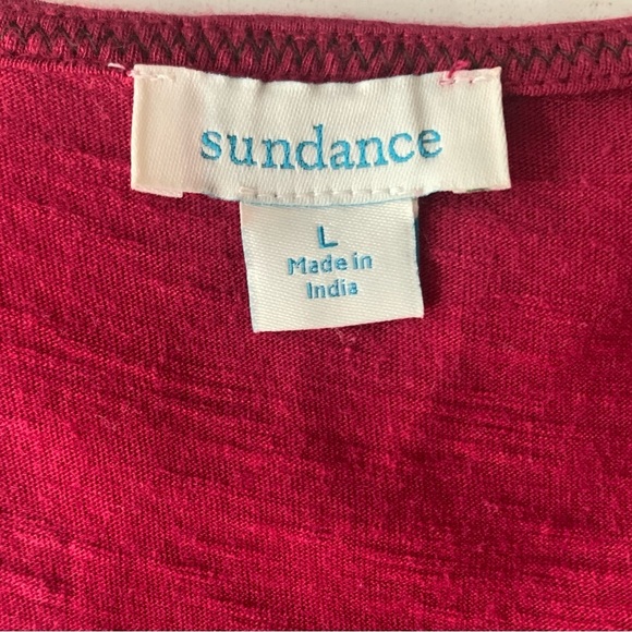 Sundance Pink-Red Embellished Blouse with Rounded Neckline Size L - Picture 2 of 5